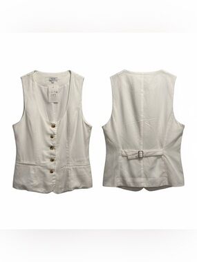 Love Tree Cream Button-Front Sleeveless Vest